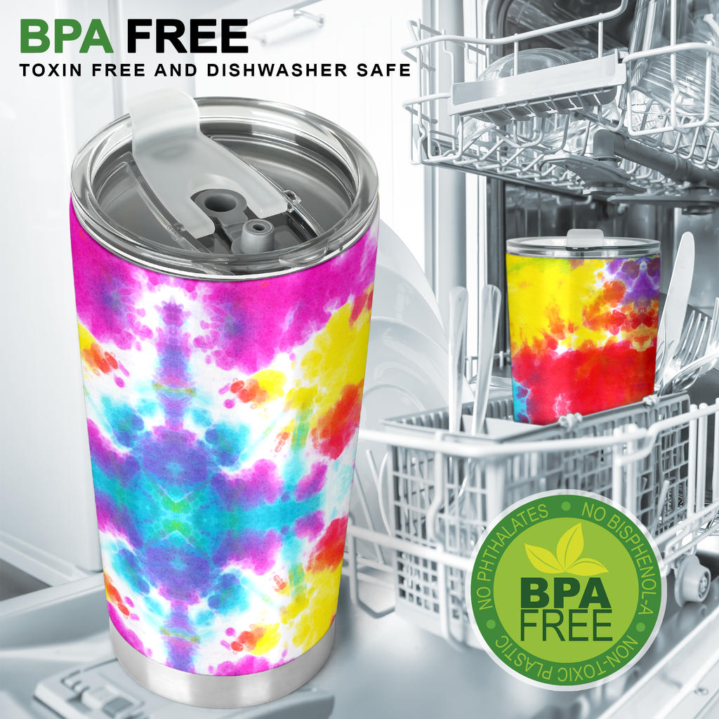 Tie Dye Rainbow Themed Print Tumbler