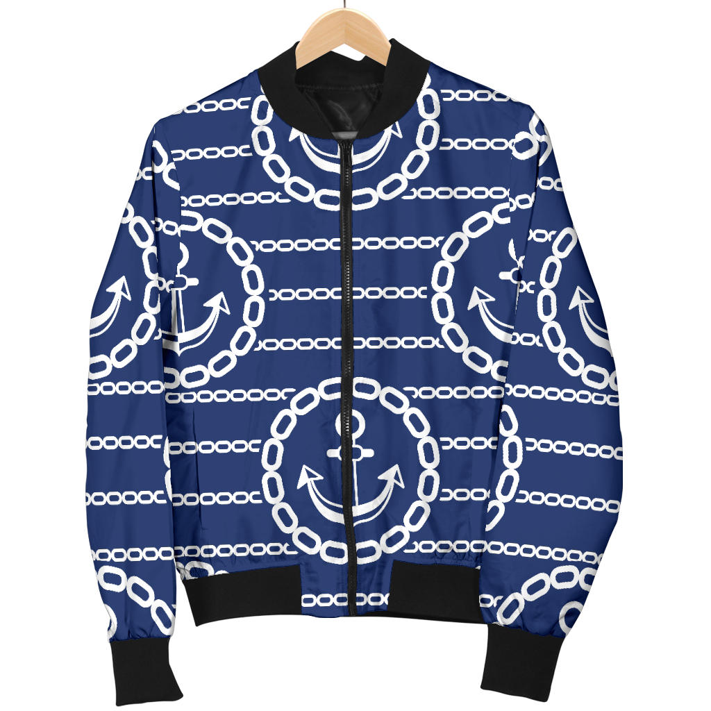 Anchor Stripe Pattern Men Bomber Jacket