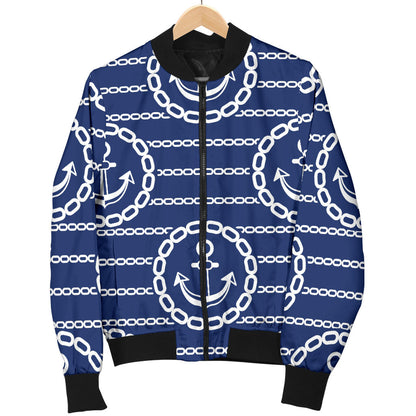 Anchor Stripe Pattern Men Bomber Jacket