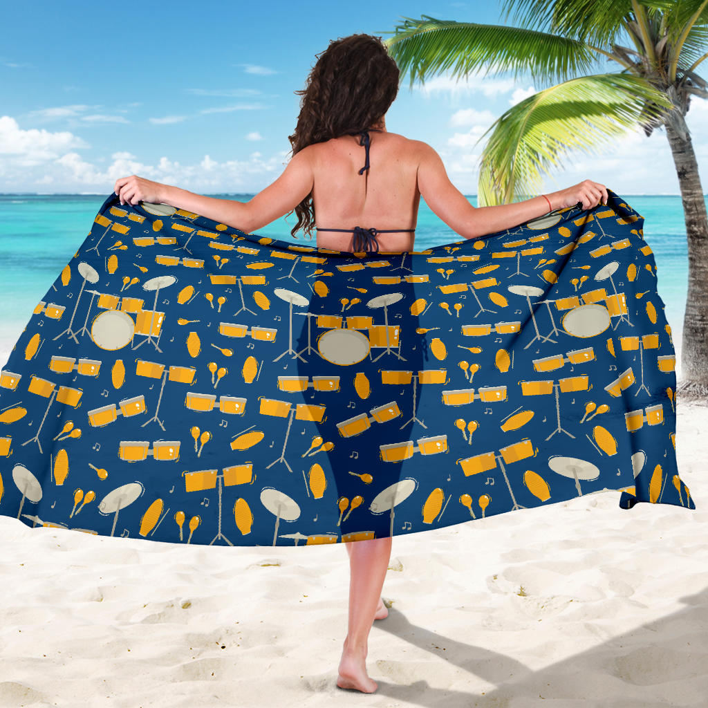 Drum Set Pattern Print Design 03 Sarong Pareo Wrap