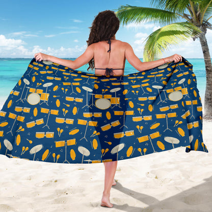 Drum Set Pattern Print Design 03 Sarong Pareo Wrap