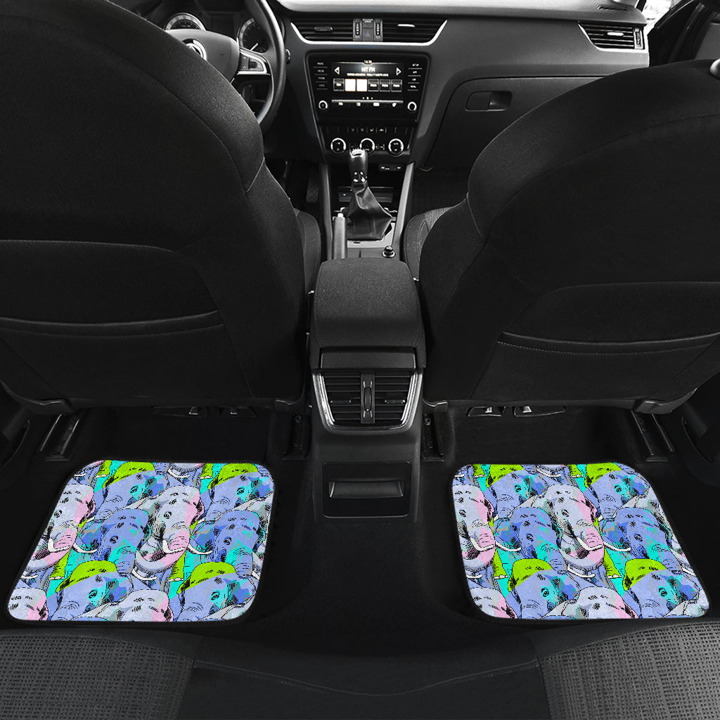 Elephant Art color Print Pattern Car Floor Mats Front Back