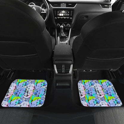 Elephant Art color Print Pattern Car Floor Mats Front Back