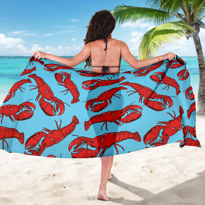 Lobster Red Pattern Print Design 03 Sarong Pareo Wrap