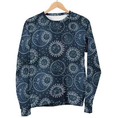 Sun Moon Tattoo Design Themed Print Women Long Sleeve Sweatshirt