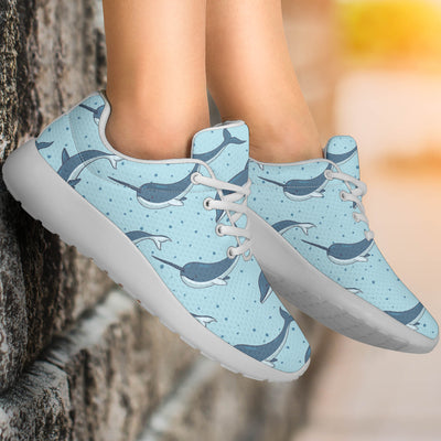 Narwhal Dolphin Print Athletic Shoes