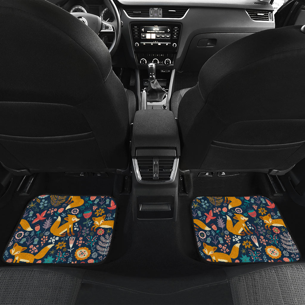 Fox Cute Jungle Print Pattern Car Floor Mats Front Back