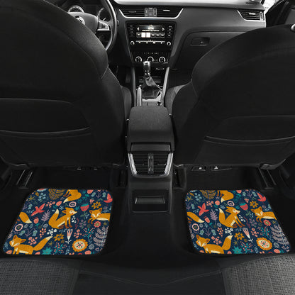Fox Cute Jungle Print Pattern Car Floor Mats Front Back