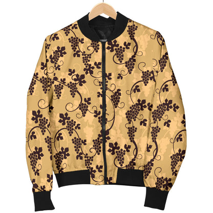 Wine Grape Design Print Men Bomber Jacket