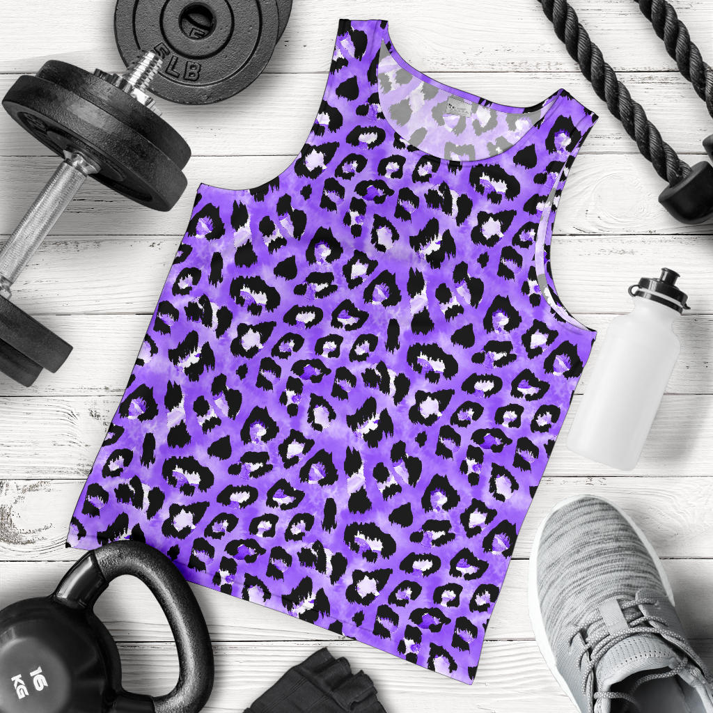 Leopard Purple Skin Print Men Tank Top