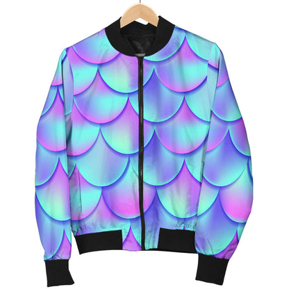Mermaid Tail Design Print Pattern Men Bomber Jacket