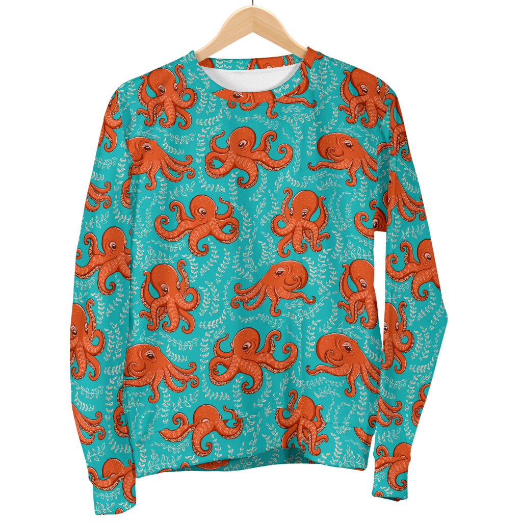 Octopus Cartoon Design Print Themed Women Long Sleeve Sweatshirt