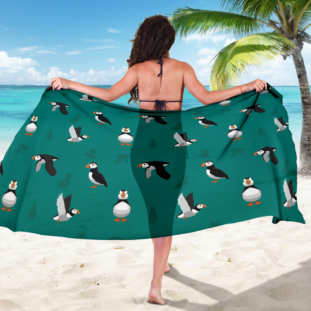 Puffin Pattern Print Design A02 Sarong Pareo Wrap