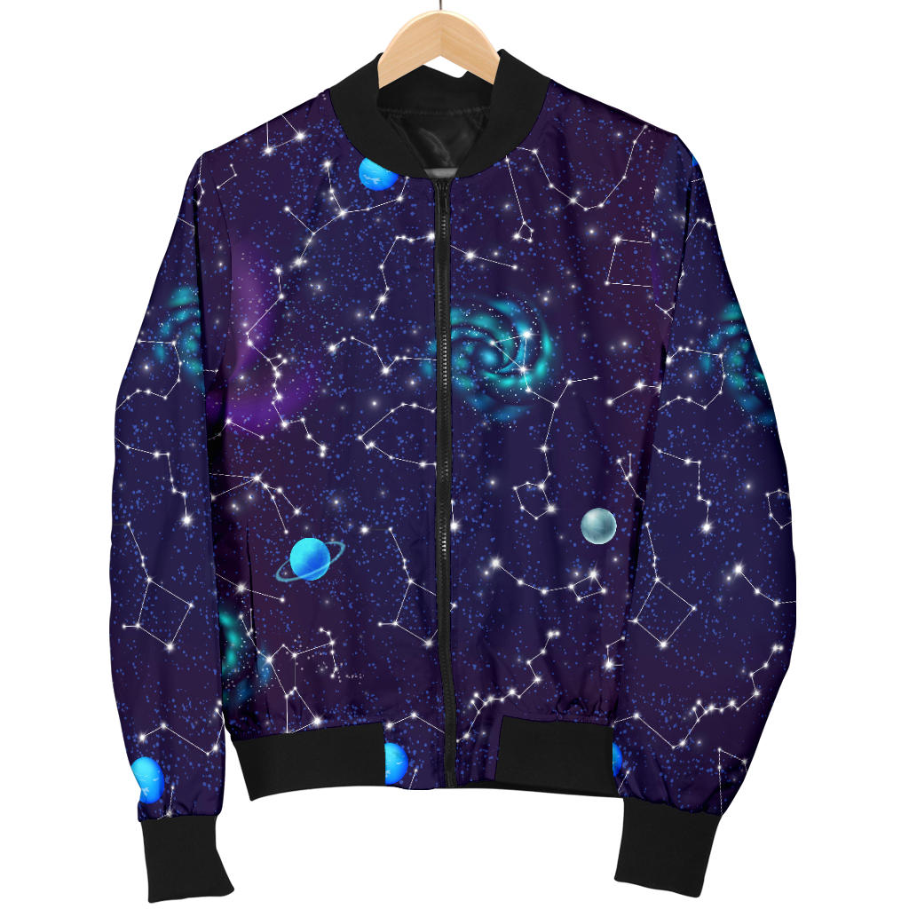 Zodiac Galaxy Design Print Men Bomber Jacket