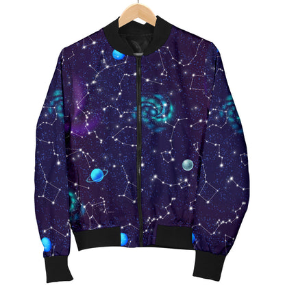 Zodiac Galaxy Design Print Men Bomber Jacket
