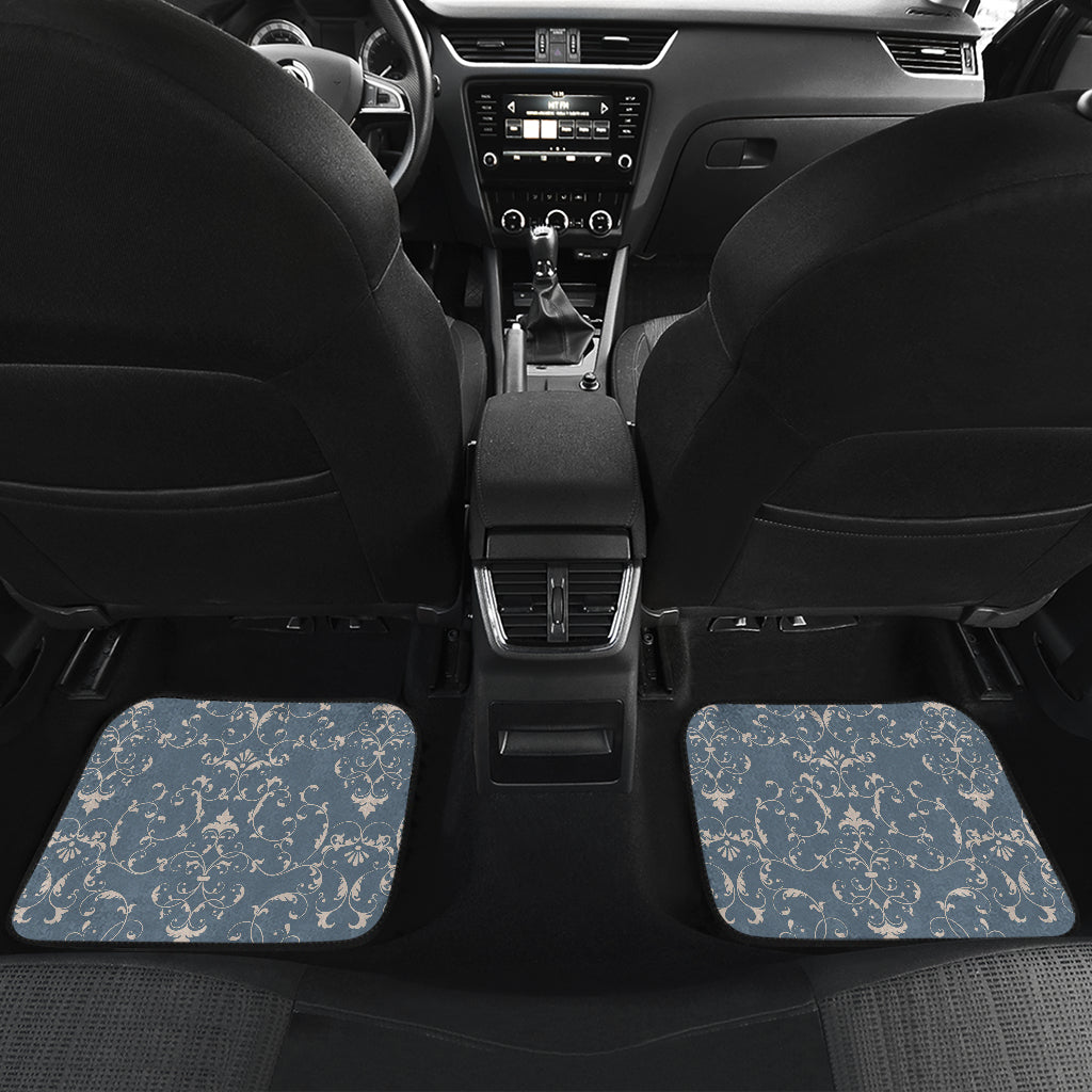 Damask Elegant Teal Print Pattern Car Floor Mats Front Back