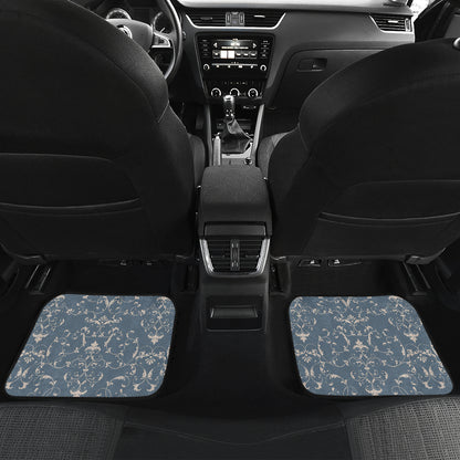 Damask Elegant Teal Print Pattern Car Floor Mats Front Back