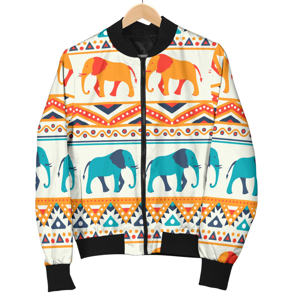 Elephant Aztec Ethnic Print Pattern Men Bomber Jacket