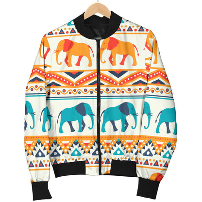 Elephant Aztec Ethnic Print Pattern Men Bomber Jacket