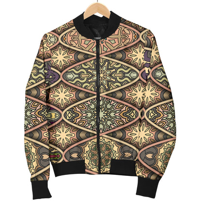 Mandala Motif Themed Design Print Men Bomber Jacket