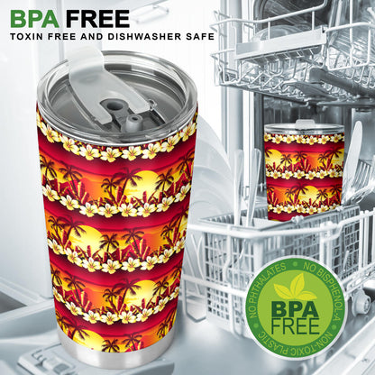 Hawaiian Tropical Sunset Hibiscus Print Tumbler