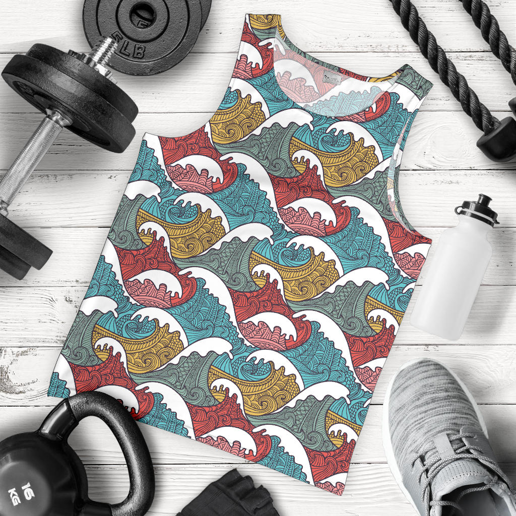 Tribal Wave Pattern Print Men Tank Top