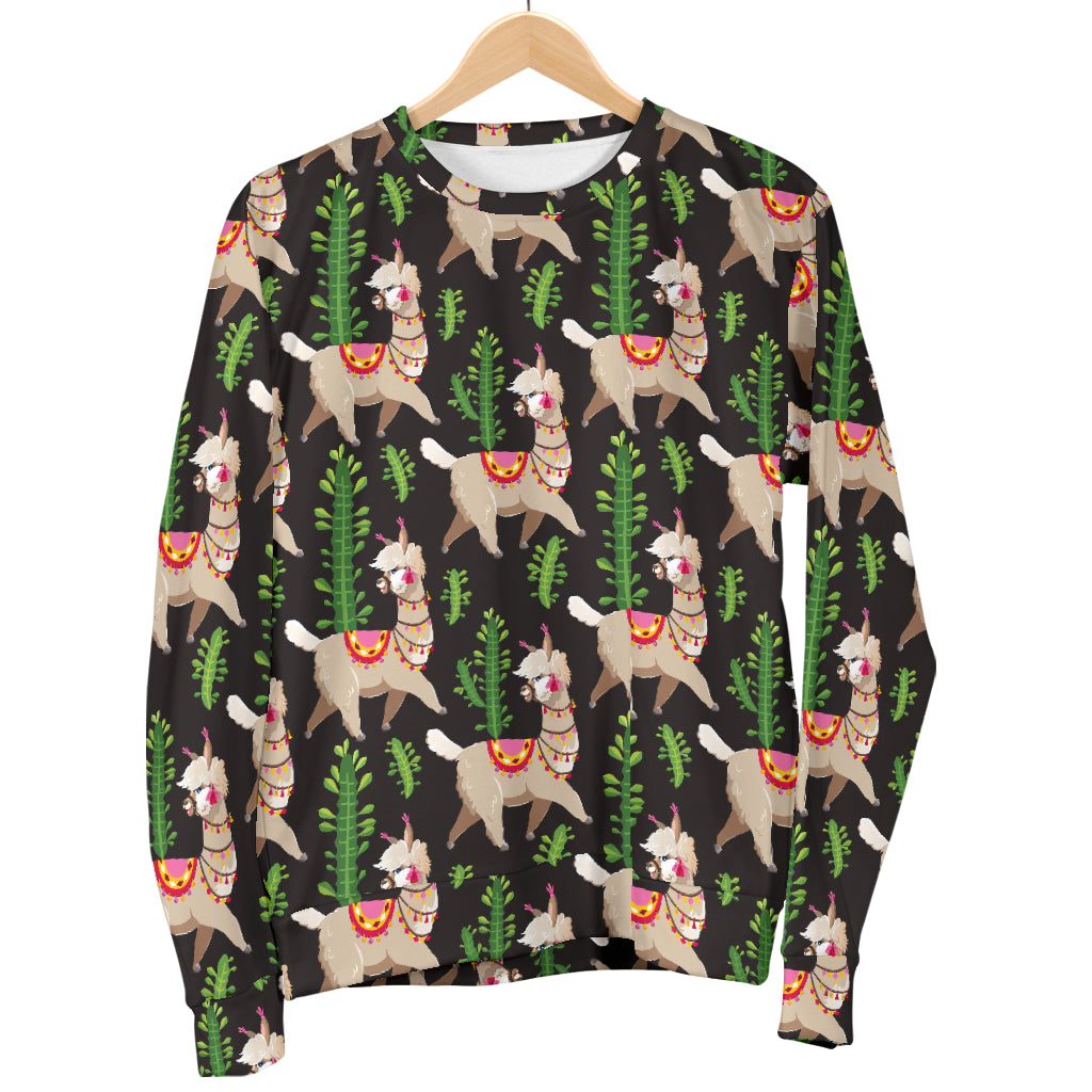 Alpaca Cactus Design Themed Print Women Long Sleeve Sweatshirt
