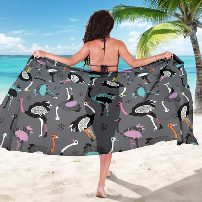 Ostrich Pattern Print Design 01 Sarong Pareo Wrap