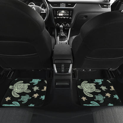 Sea Turtle Stamp Pattern Car Floor Mats Front Back