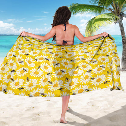 Bee Daisy Pattern Print Design 06 Sarong Pareo Wrap
