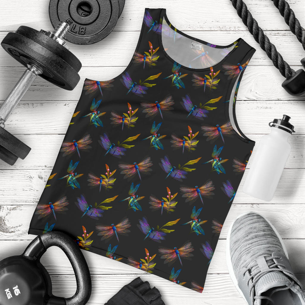 Dragonfly Colorful Realistic Print Men Tank Top