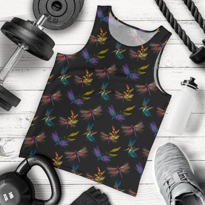 Dragonfly Colorful Realistic Print Men Tank Top