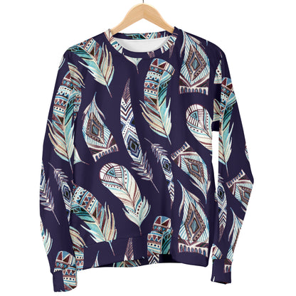 Feather Vintage Boho Design Print Men Long Sleeve Sweatshirt