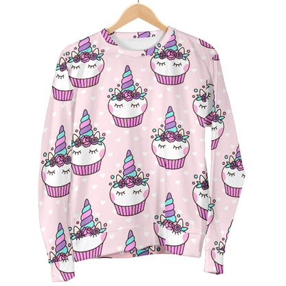 Cupcakes Unicorn Print Pattern Men Long Sleeve Sweatshirt