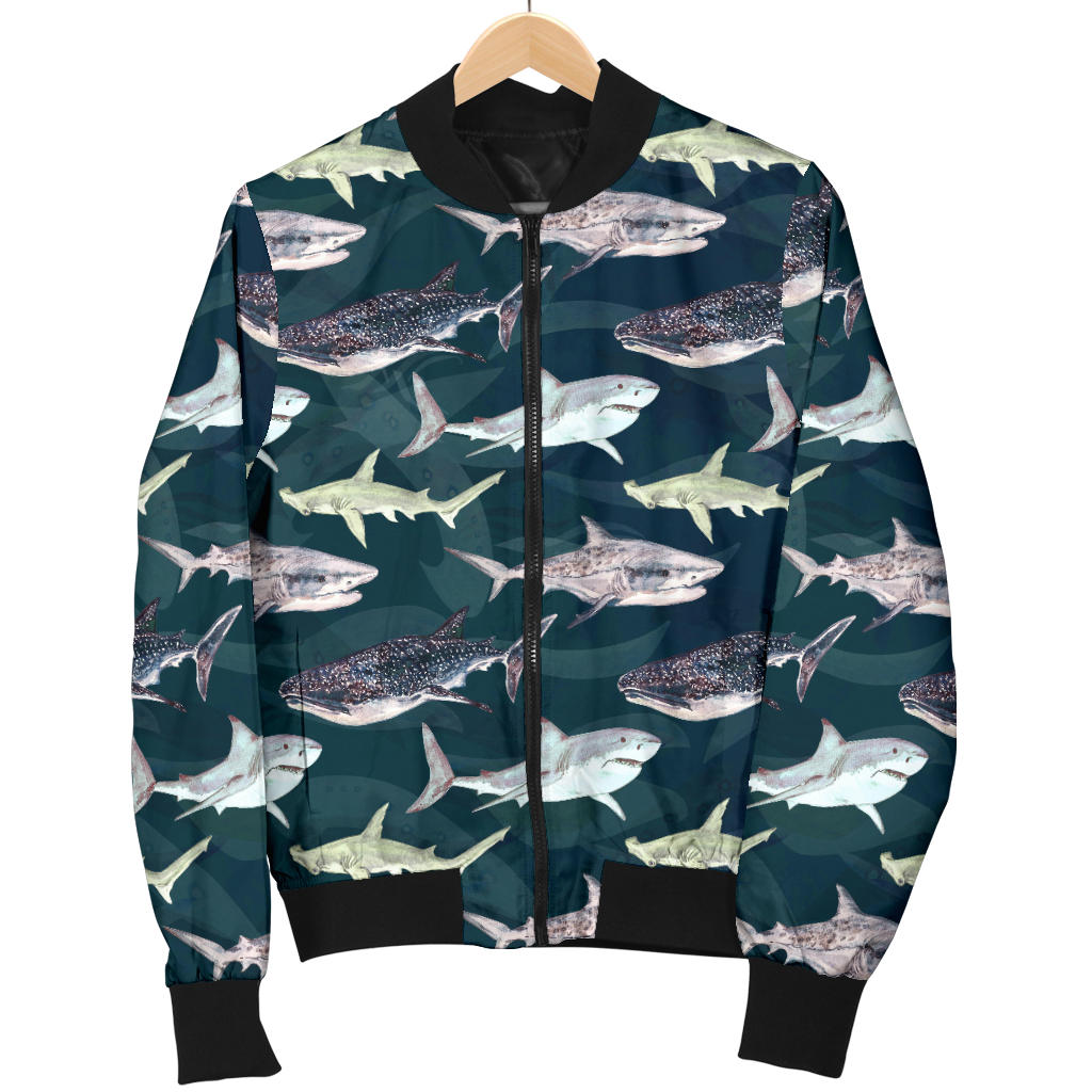 Shark Pattern Print Men Bomber Jacket