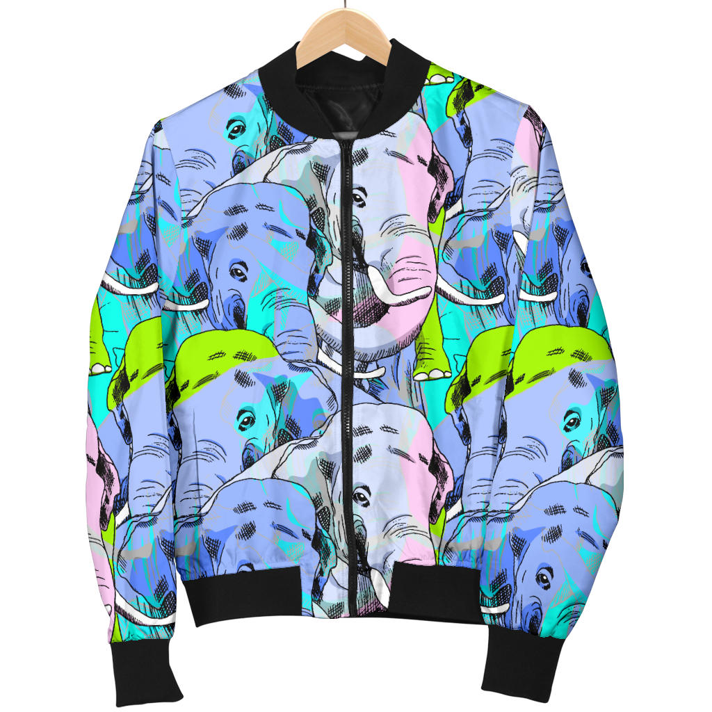 Elephant Art color Print Pattern Men Bomber Jacket