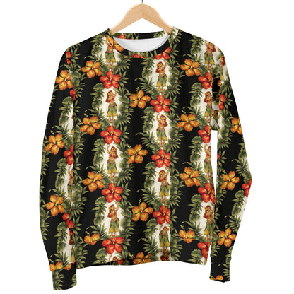 Hawaiian Flower Hula Hibiscus Print Women Long Sleeve Sweatshirt