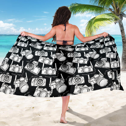 Camera Pattern Print Design 01 Sarong Pareo Wrap