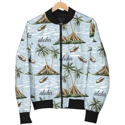 Aloha Hawaii island Design Themed Print Men Bomber Jacket