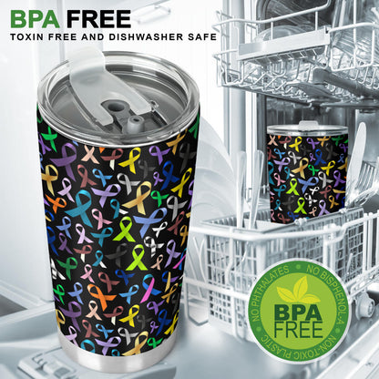 Breast Cancer Awareness Colorful Print Tumbler