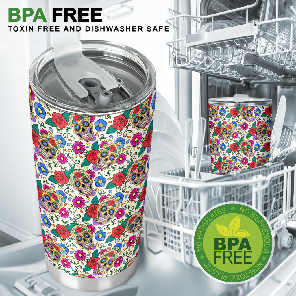 Sugar Skull Colorful Themed Print Tumbler