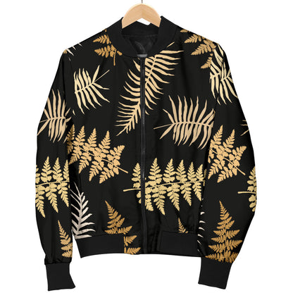 Fern Leave Bright Print Pattern Men Bomber Jacket
