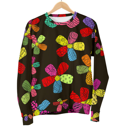 Flower Power Colorful Print Pattern Women Long Sleeve Sweatshirt