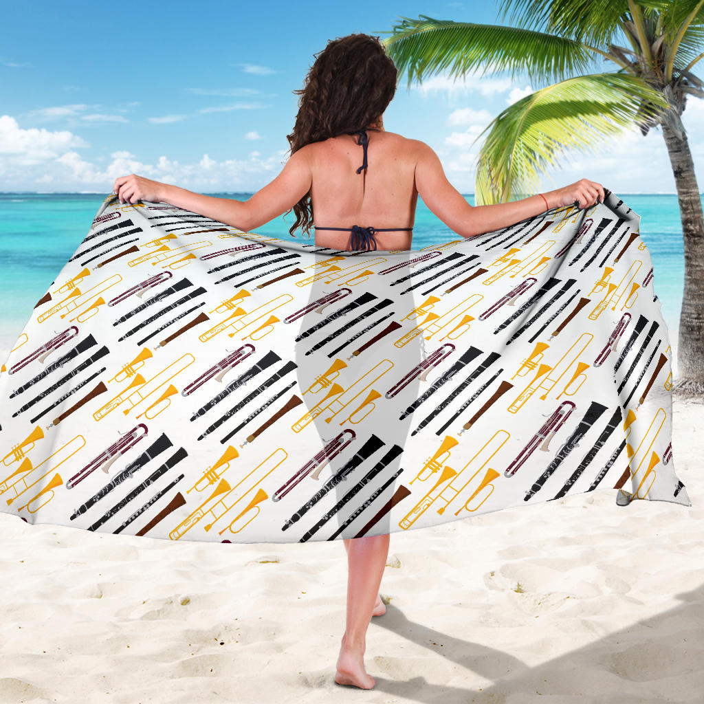 Clarinet Pattern Print Design 01 Sarong Pareo Wrap