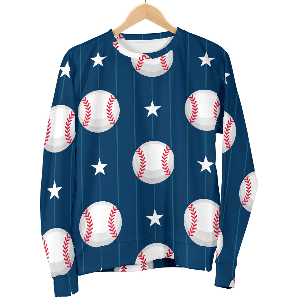 Baseball Star Print Pattern Women Long Sleeve Sweatshirt