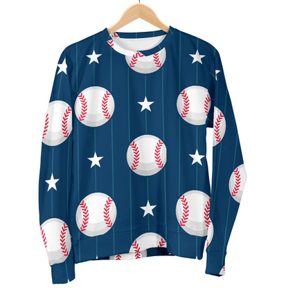 Baseball Star Print Pattern Women Long Sleeve Sweatshirt