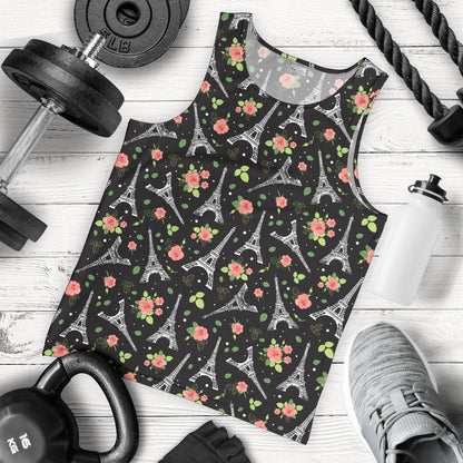 Eiffel Tower Rose Print Men Tank Top