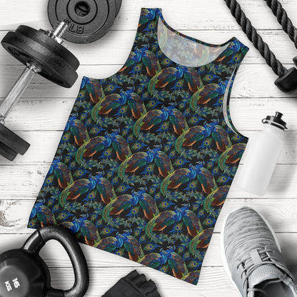 Peacock Themed Design Print Men Tank Top