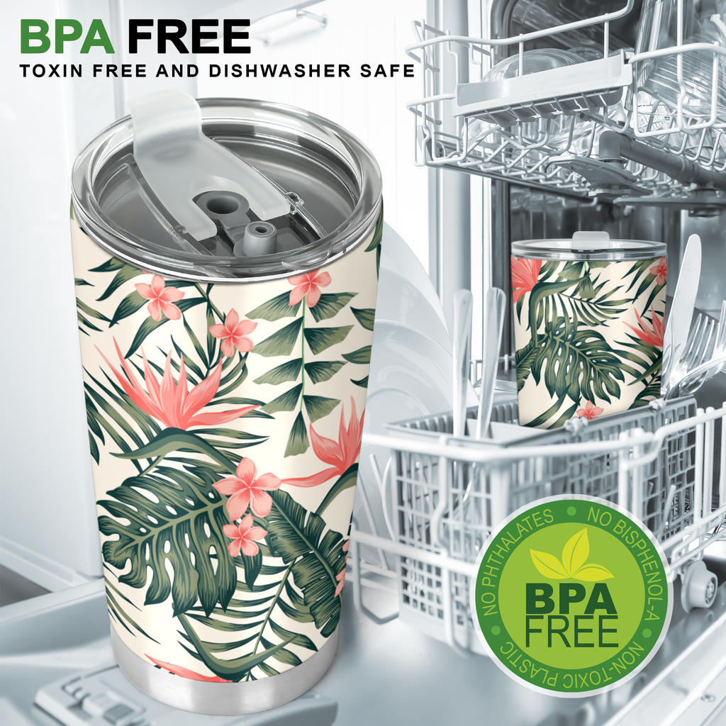 Tropical Flower Palm Leaves Tumbler