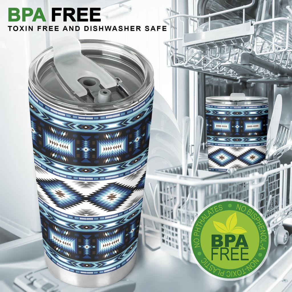 Navajo Dark Blue Print Pattern Tumbler